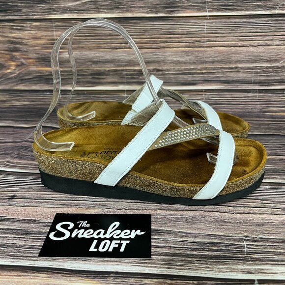 Naot Shoes - Naot Hawaii White Leather Women's Slide Sandals